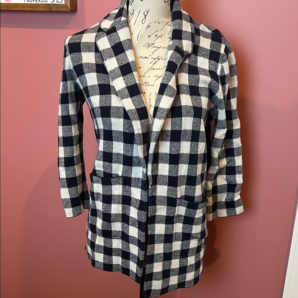 J. Crew Black and White Checkered Blazer